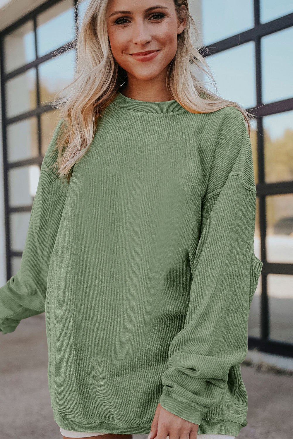 Ribbed Corded Oversized Sweatshirt