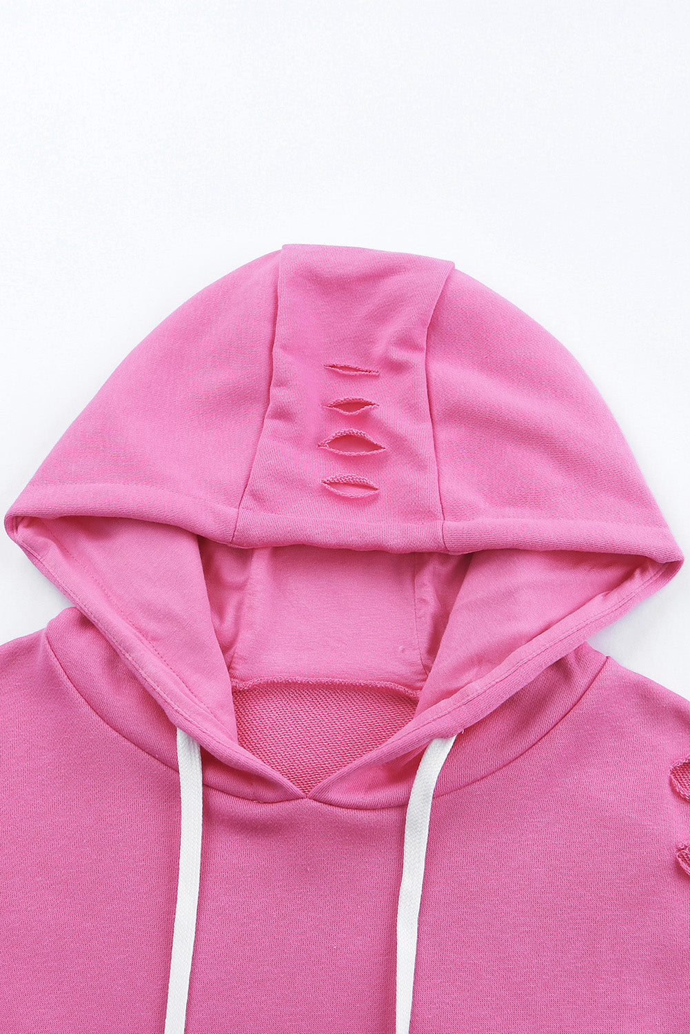 Ripped Hooded Sweatshirt with Kangaroo Pocket