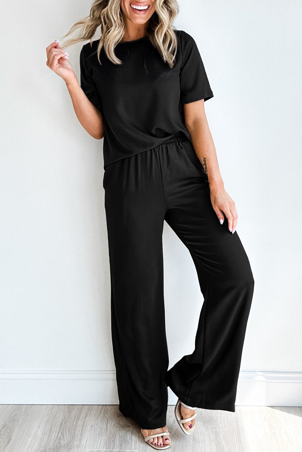 T Shirt & Wide Leg Pants Set