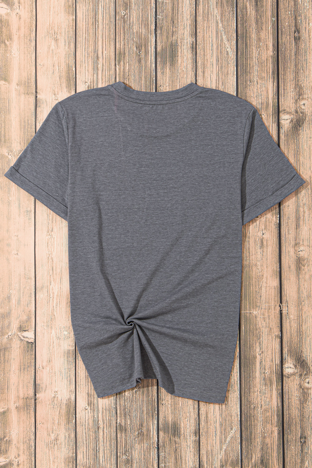 Gray Casual Plain Crew Neck Tee