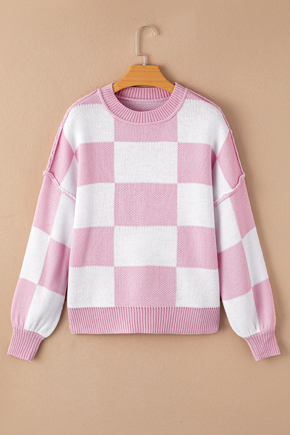 Checkered Bishop Sleeve Sweater