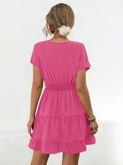 Ruffled V-Neck Tiered Dress