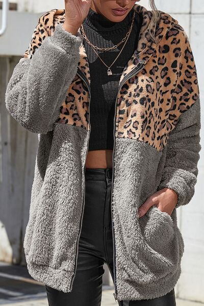 Leopard Zip Up Hoodie