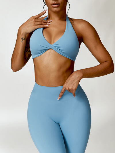 Twisted Halter Neck Active Sports Bra