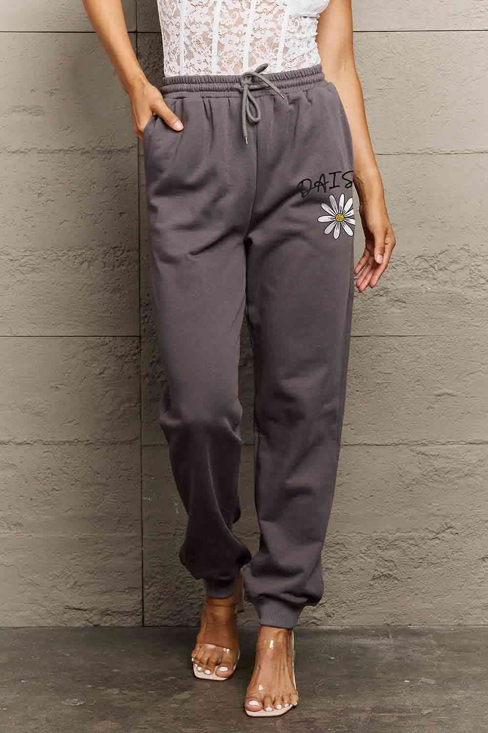 Drawstring DAISY Graphic Sweatpants