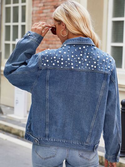 Pearl Detail Denim Jacket