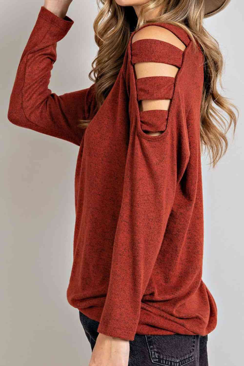 Cutout Long Sleeve Blouse