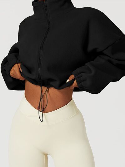 Drawstring Zip Up Sweatshirt