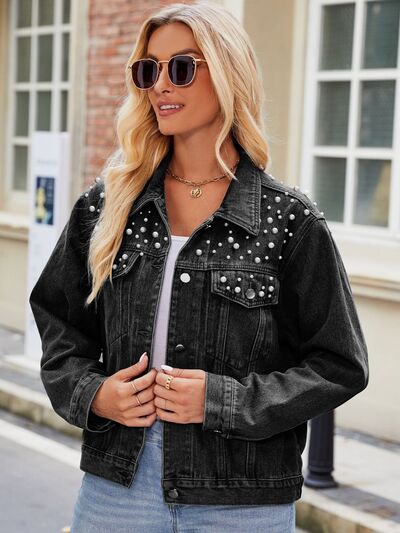 Pearl Detail Denim Jacket