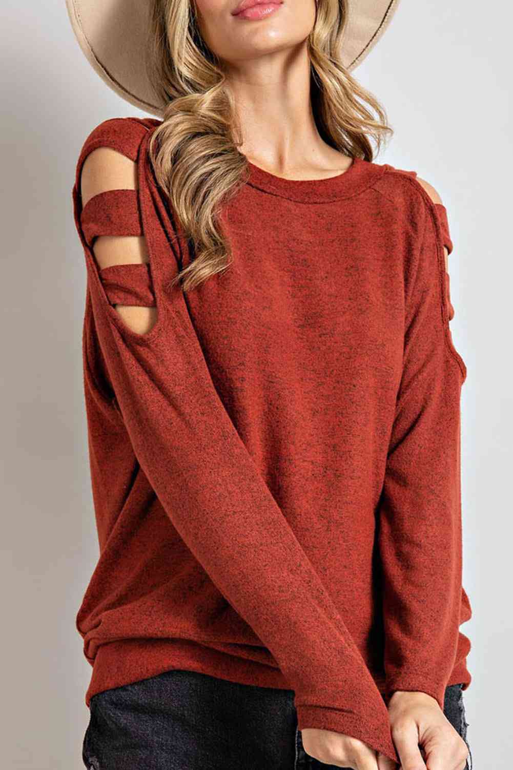 Cutout Long Sleeve Blouse