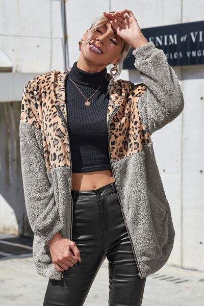 Leopard Zip Up Hoodie