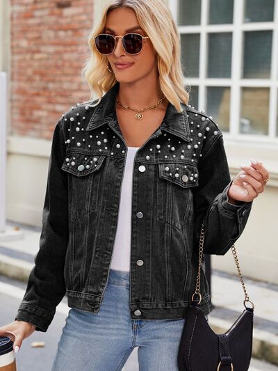 Pearl Detail Denim Jacket